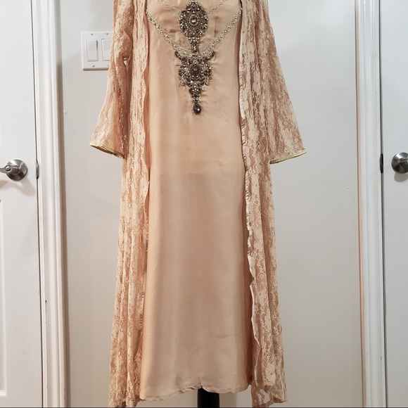 Pakistani lime light gold dress 2 piece - Picture 2 of 5